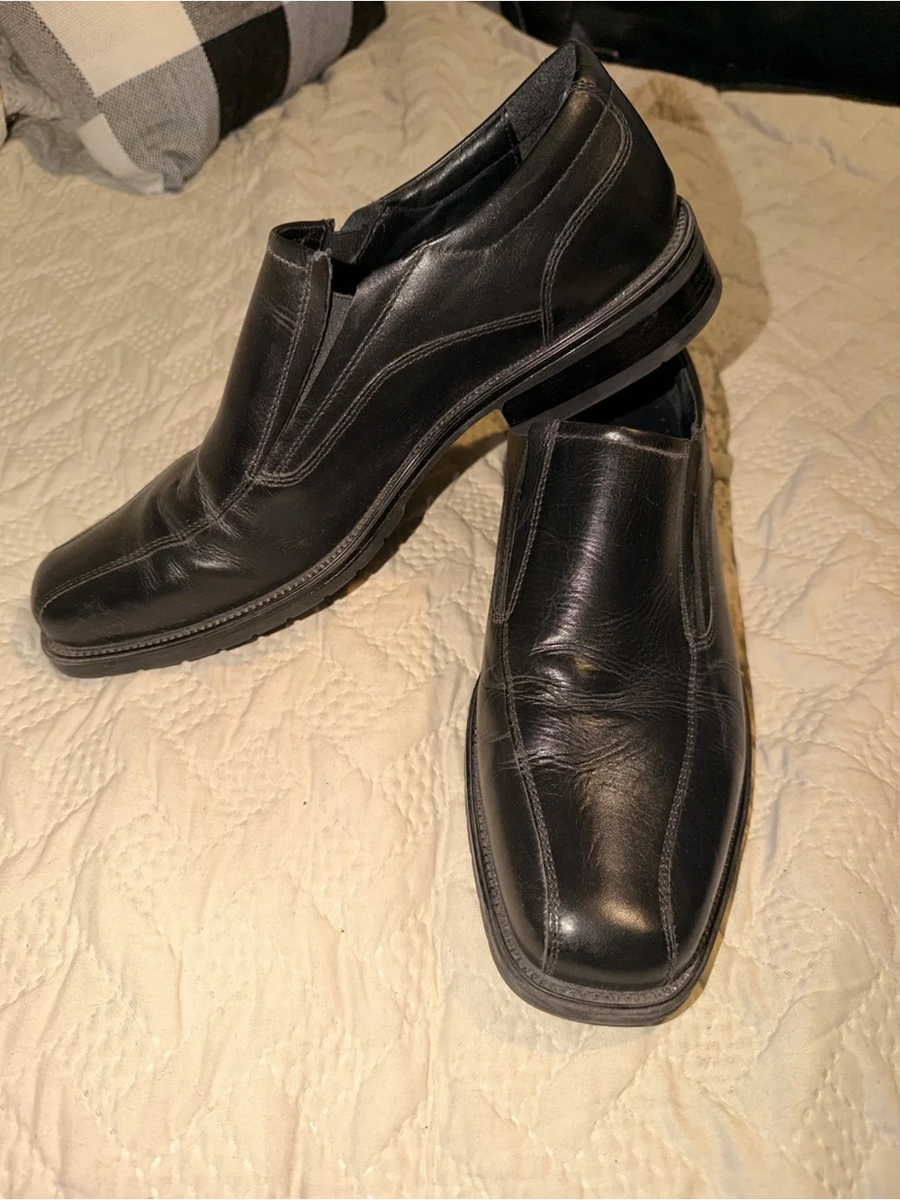 Franco Fortini Black Leather Slip-On Loafers